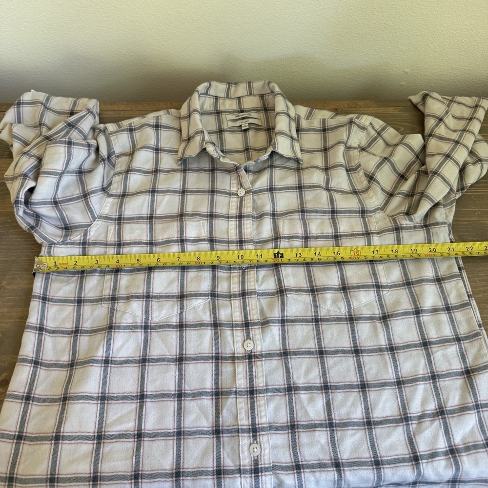 Madewell Womens Large Classic Fit Plaid Long Sleeve Flannel Button Up Shirt - Picture 6 of 7